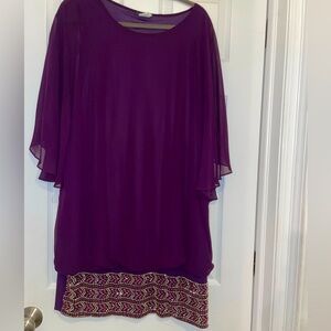 MSK Short Capped Sleeves Embellished Bottom Cocktail Dress